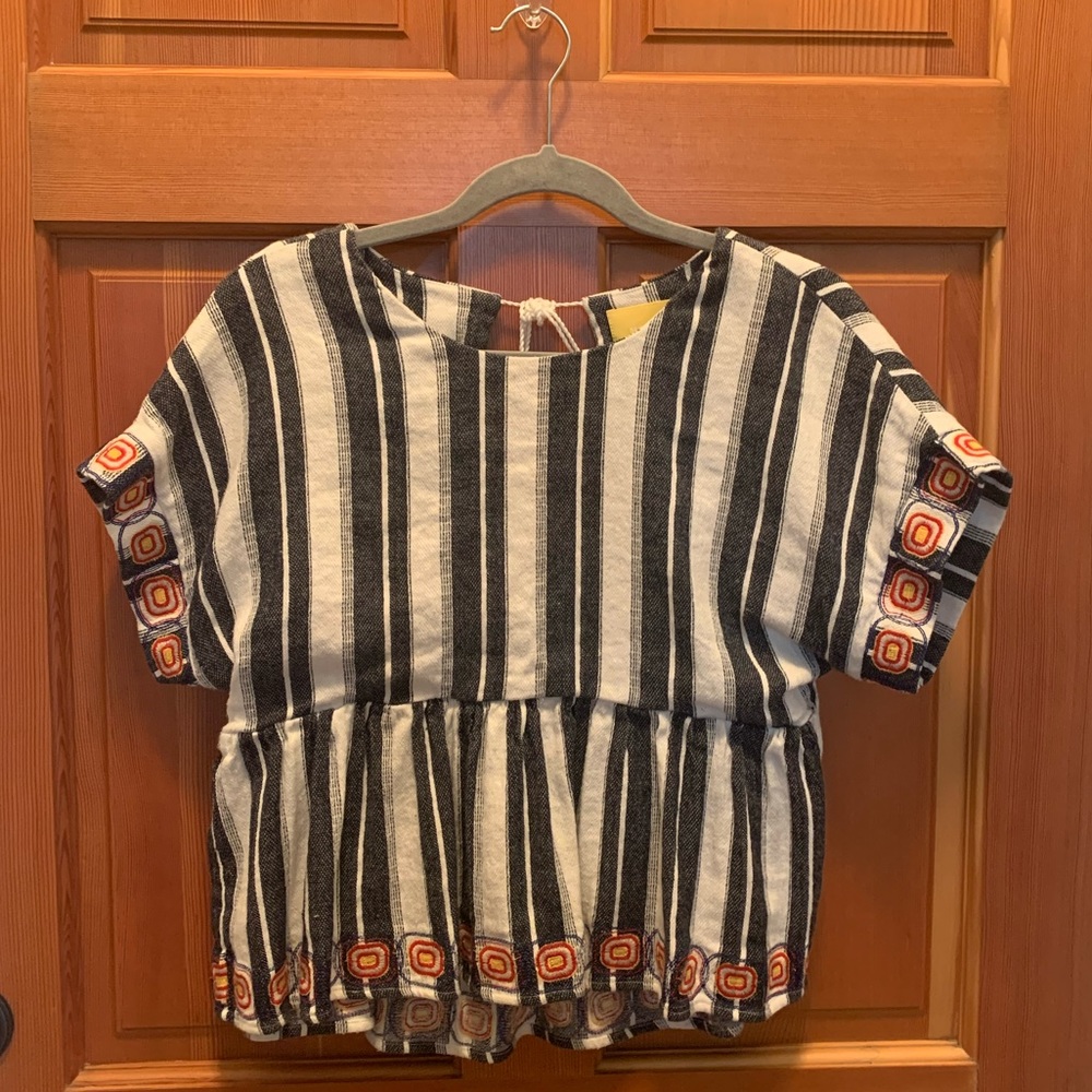 Maeve Embroidered Striped Top